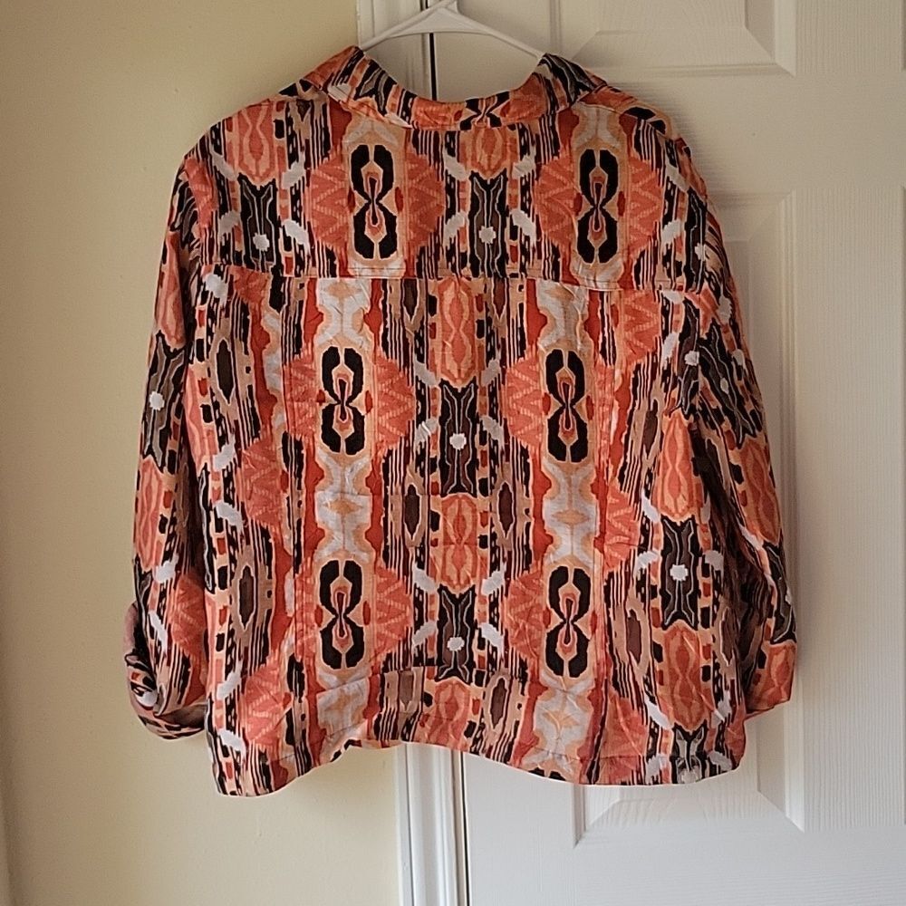 Ruby Rd. Button Down Size 16 Sheer Orange Black 3… - image 4